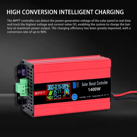 LCD MPPT Solar System Charge Controller 12V/24V/48V 25A 700W/1400W High Efficiency Booster Converter Upgraded Version