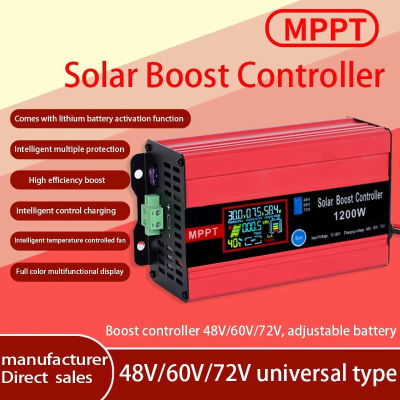 LCD MPPT Solar System Charge Controller 12V/24V/48V 25A 700W/1400W High Efficiency Booster Converter Upgraded Version
