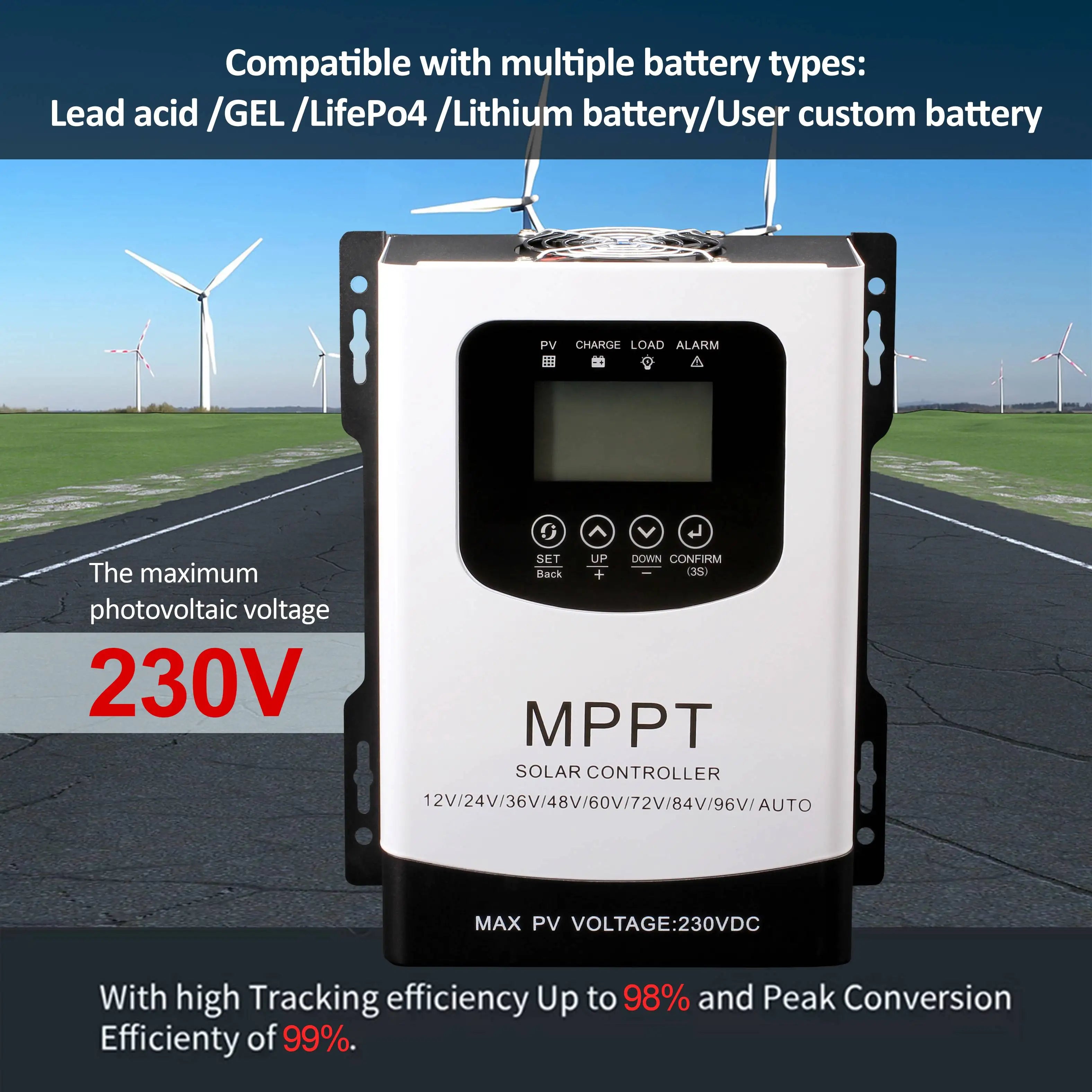 Auto MPPT Solar Charge Controller With 12v-72v 30A-100A 230V RS485 Remote Control 80A 100A PV For 60v 48v 24v 12v Solar Systems