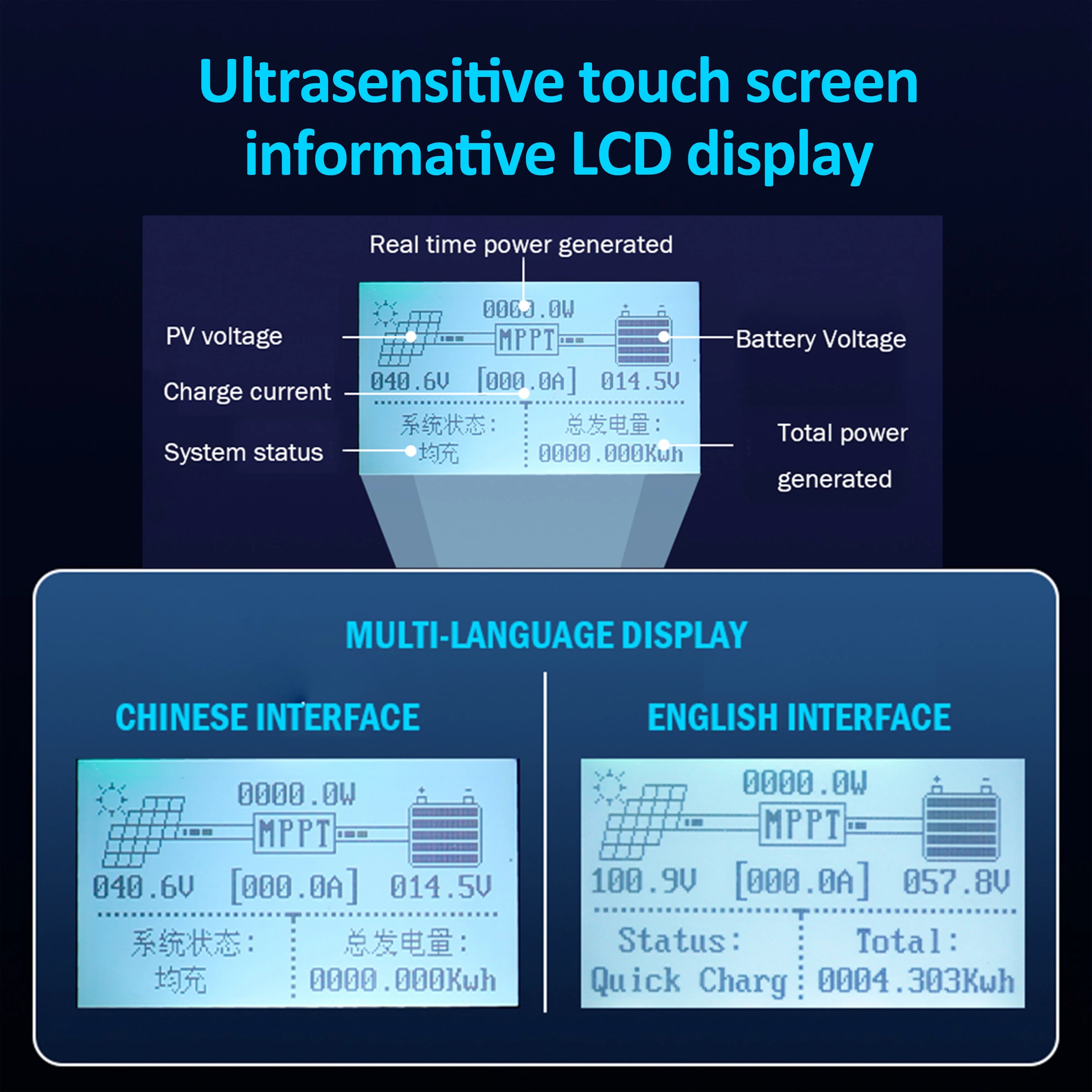Auto MPPT Solar Charge Controller With 12v-72v 30A-100A 230V RS485 Remote Control 80A 100A PV For 60v 48v 24v 12v Solar Systems