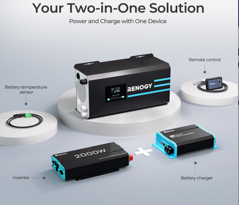 2000W 12V Pure Sine Wave Inverter Charger w/ LCD Display