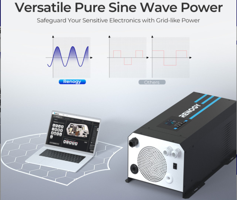 2000W 12V Pure Sine Wave Inverter Charger w/ LCD Display
